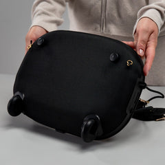 Olla Bag EVA base with two wheels and two support legs, shown in black