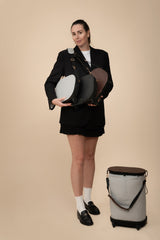 Olla Bag convertible handbag in gray, black and brown. Maximum size trolley